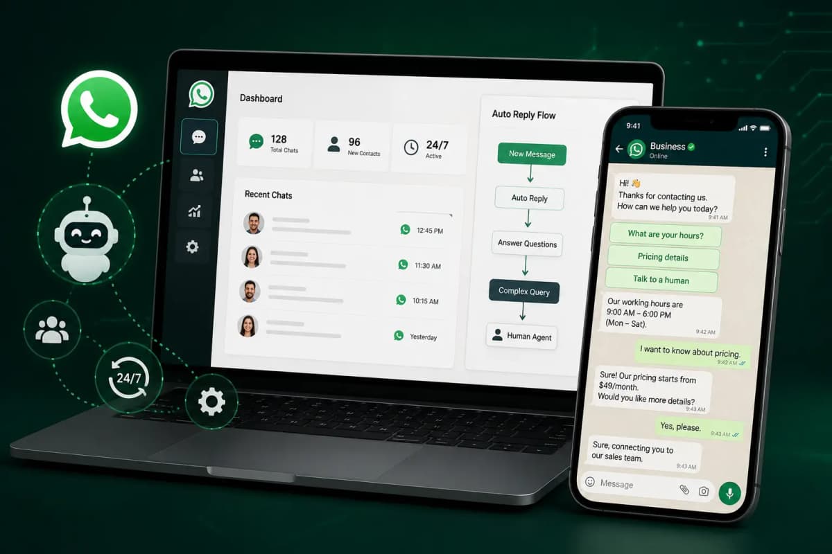 WhatsApp Auto Chat — A general-purpose WhatsApp auto-reply and chat automation system for businesses that need instant responses outside the university-group use case